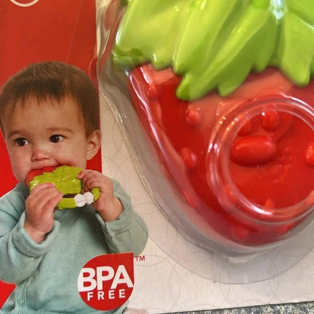 Infantino Vibrating Strawberry Teether - Red and Green